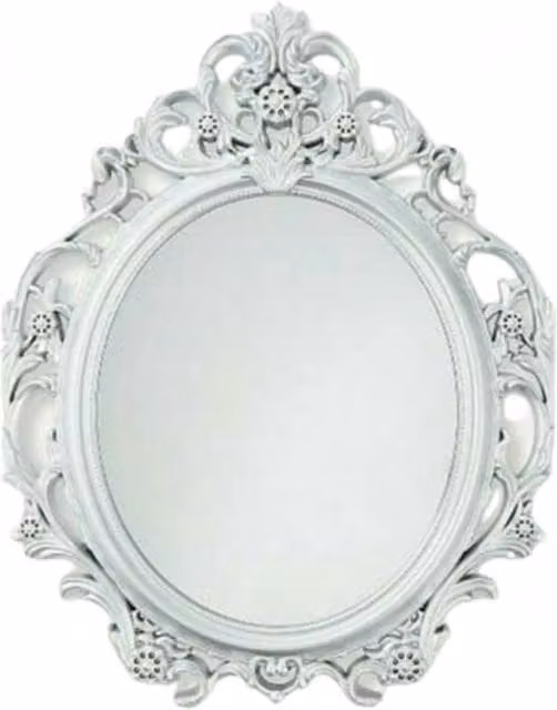 Biznest Ornate Antique Vintage Style Oval Wall Mirror in Silver