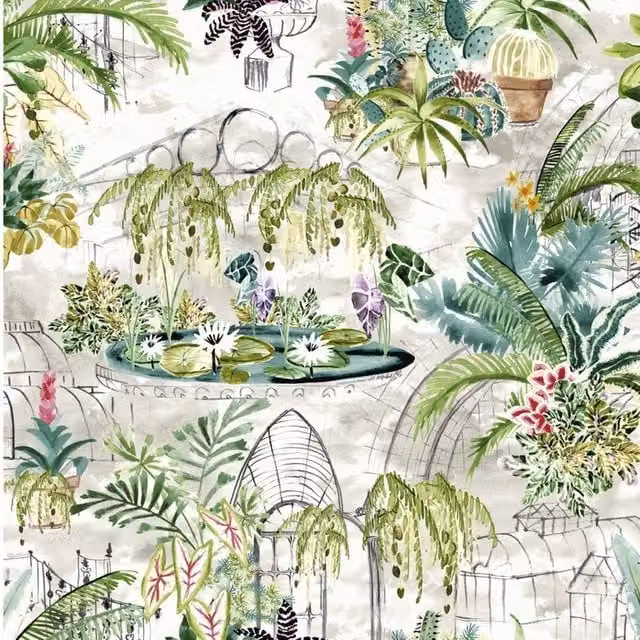 Terrys Eden Fabric Fern in Green and Multicolour