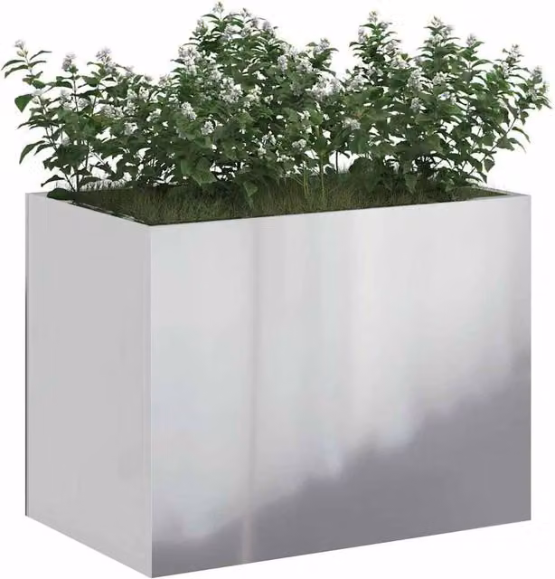 Berkfield Home Silver Galvanised Steel Garden Planter Tub W/D/H: 50 x 32 x 40 cm – 1
