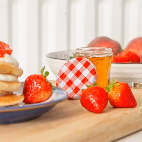 Argon Tableware Glass Jam Jars with Red Gingham Screw Top Lids, 30ml, Pack of 6 – 2