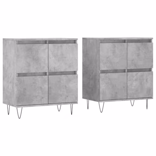 vidaXL Set of 2 Sideboards in Concrete Grey Engineered Wood, W/D/H: 120 x 35 x 70 cm