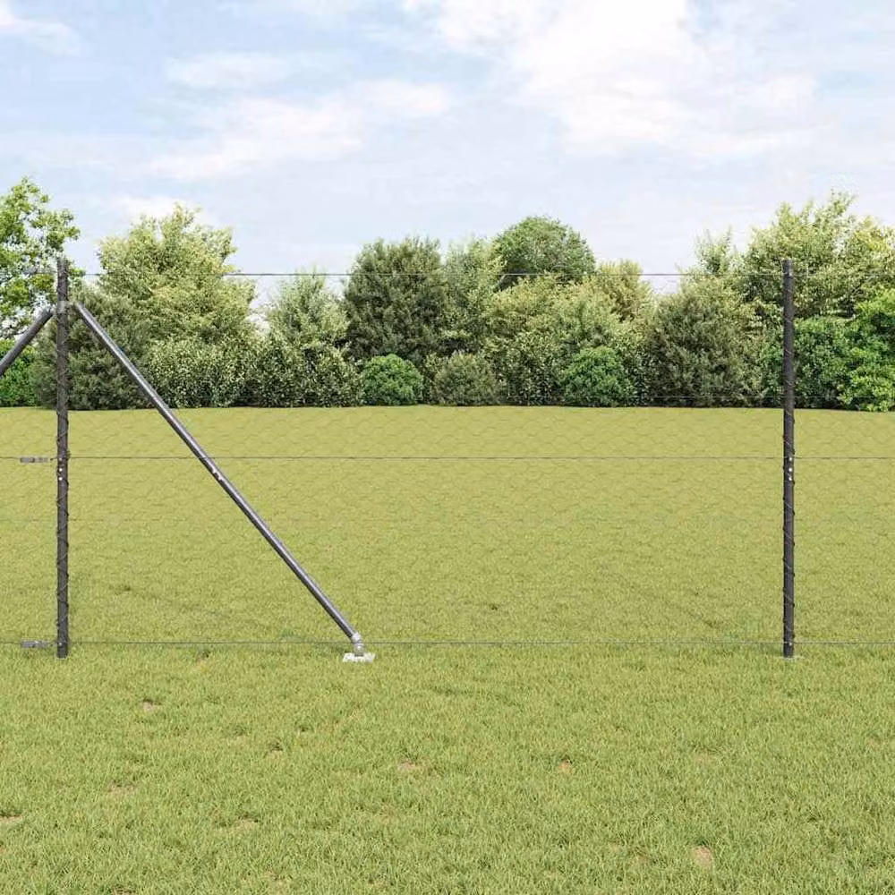 Berkfield Home Grey Powder-Coated Steel Hexagon Fence, H: 120 cm x W: 100 m – 2