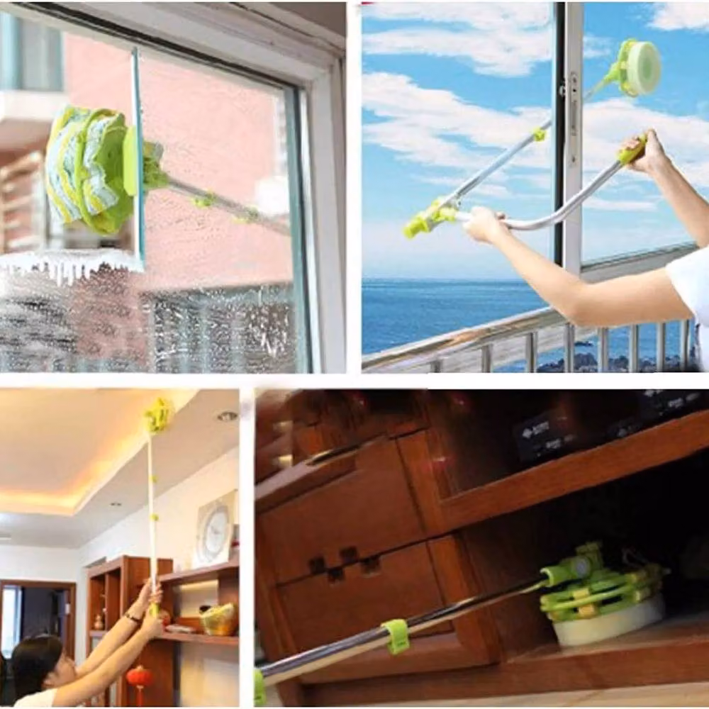 Kelvenix 2 in 1 U Shaped Telescopic Multipurpose Window Cleaner and Squeegee with Microfibre Head in Green – 4