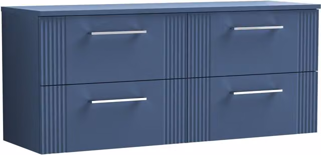 Balterley 4 Drawer Wall Hung Vanity Unit with Colour Match Laminate Worktop, Blue, Width: 120 cm – 1