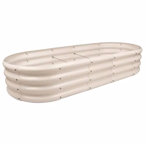 Harbour Housewares Raised Garden Bed in Beige or White, Galvanised Steel Bottomless Planter, W: 180 cm, D: 90 cm, H: 30 cm