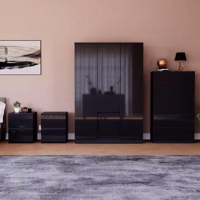 Vida Designs Glinton 4 Piece Modern Black Bedroom Set