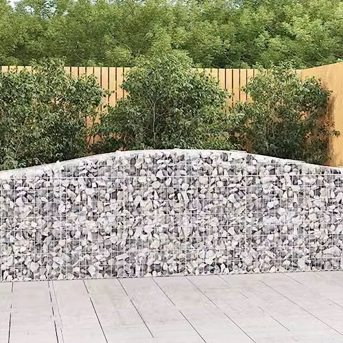 vidaXL Arched Gabion Basket in Silver Galvanised Steel, W: 400 cm, D: 50 cm, H: 80/100 cm – 2
