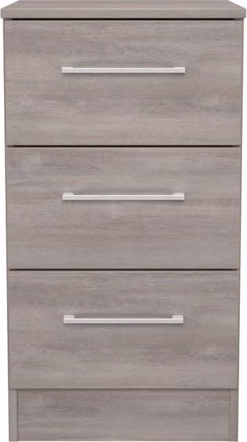 Ready Assembled 2 U Gloucester 3 Drawer Bedside Cabinet in Light Grey