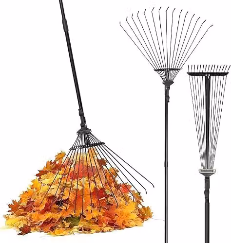 Pelle & Sol Adjustable Garden Rake in Black with 25 Tines