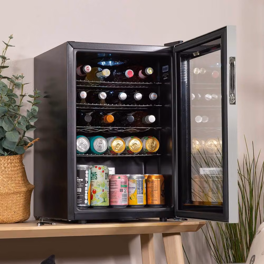 Kahla 62 Litre Under Counter Drinks Cooler with Glass Door and Adjustable Temperature in Silver – 4