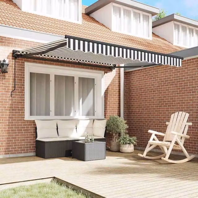 Berkfield Home Manual Retractable Awning in Anthracite and White, W: 300 cm, D: 250 cm