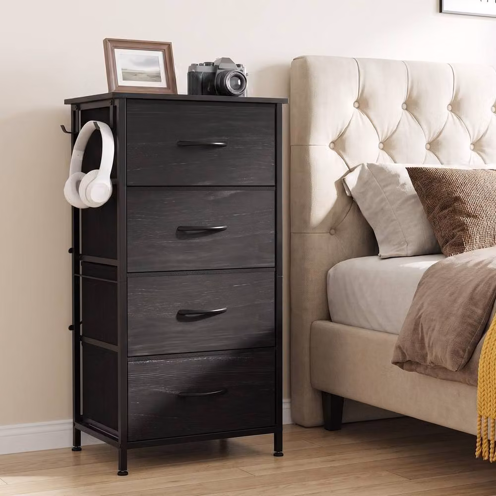 HOMCOM Black Fabric 4 Drawer Chest of Drawers for Bedroom – 2