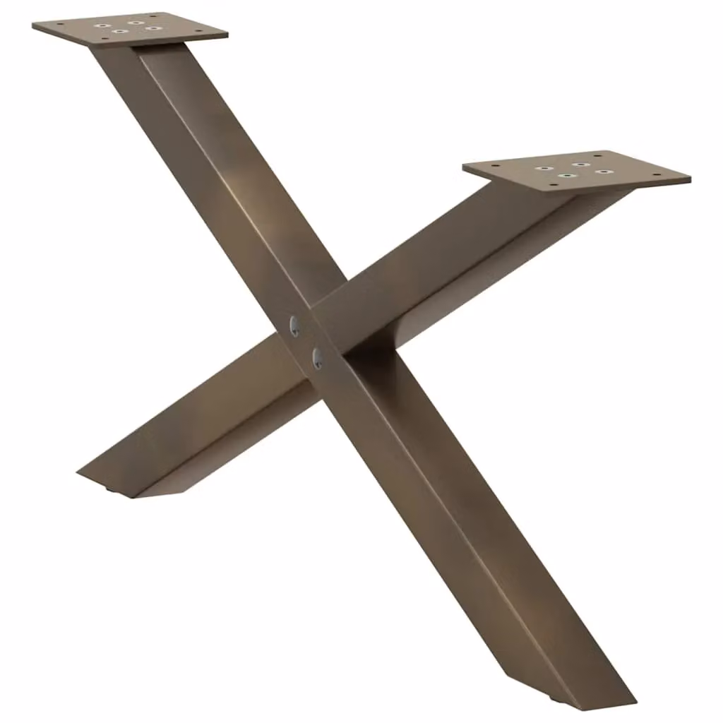 Berkfield Home X-Shaped Coffee Table Legs, 2 Pieces, Brown Steel, H: 70 cm, W: 30.5 cm, D: 30.5 cm – 2