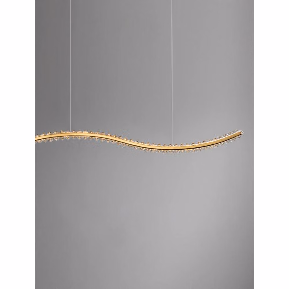 Nova Luce Aurelia Gold and Brass Metal Crystal LED Bar Pendant Light with Warm White 3500K Illumination – 3