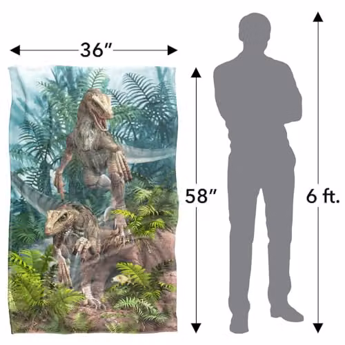 JQ Licensing Royce McClure Bad Boy Raptor Dinosaurs Super Soft Silky Touch Fleece Throw Blanket, Multicolour, W: 91 cm, D: 147 cm – 2