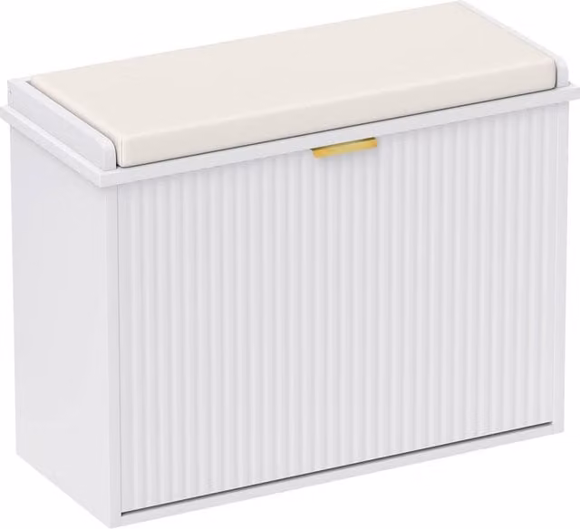 HOMCOM Shoe Storage Bench with Cushion and Flip-Drawer in White, W: 62 cm, D: 26 cm, H: 47.5 cm
