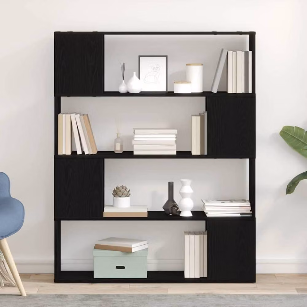 Berkfield Home Black Oak TV Cabinet in Engineered Wood W/D/H: 100 x 24 x 124 cm – 2