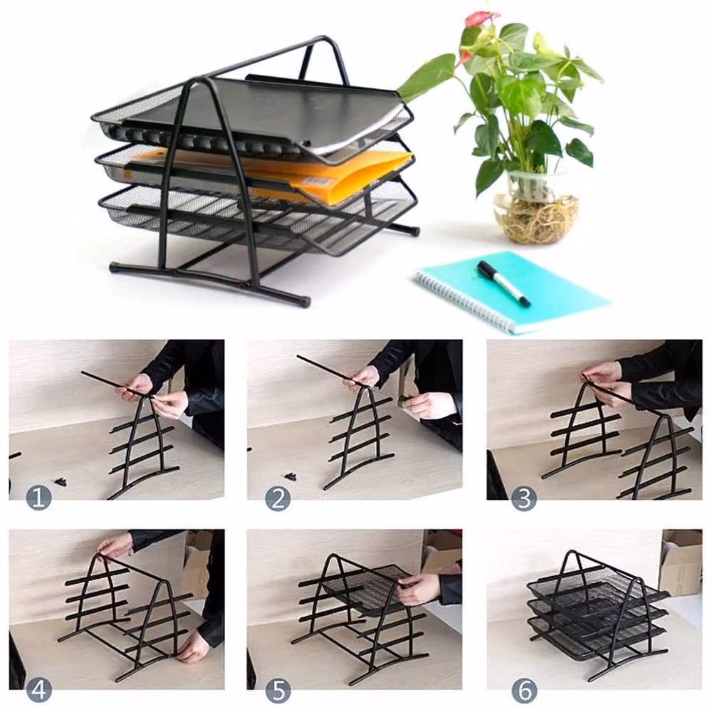 FORGEVIO Metal Office Filing Tray Holder for A4 Documents, Black – 4