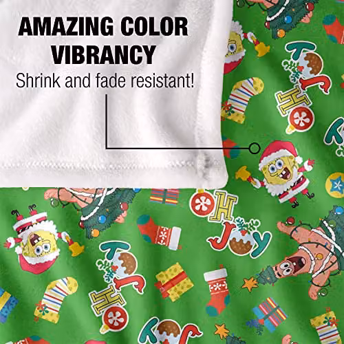 LOGOVISION Spongebob Christmas Pattern Super Soft Fleece Throw Blanket, Multicolour, W: 152 cm, D: 127 cm – 3