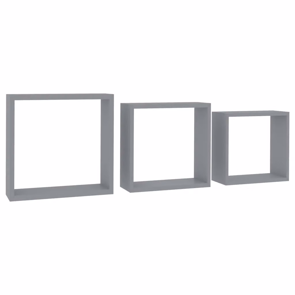 Berkfield Home Wall Mounted Cube Shelves, Set of 3, Grey MDF – 2