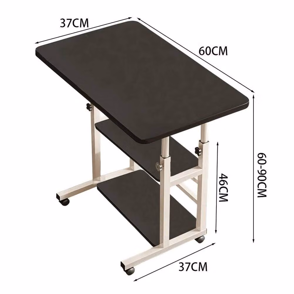 FORGEVIO 3 Tier Height Adjustable Mobile Laptop Table in Black – 2