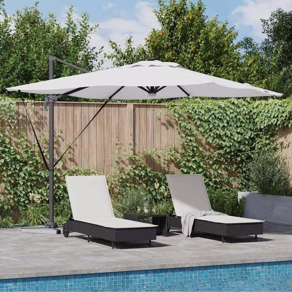 Berkfield Home Roma Modern Cantilever Parasol with LEDs, White Aluminium, W/D/H: 286 x 285 x 270 cm – 2