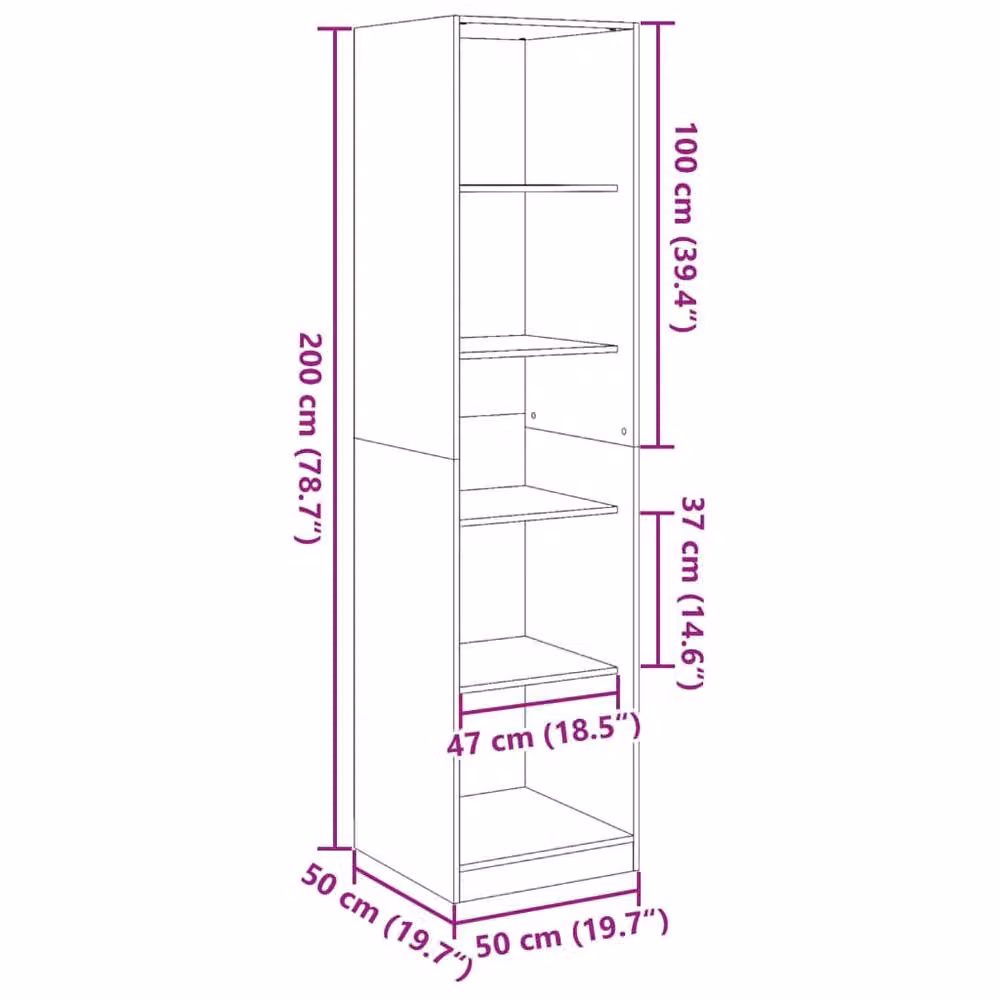 Berkfield Home Grey Sonoma Wardrobe W/D/H: 50 x 50 x 200 cm – 3