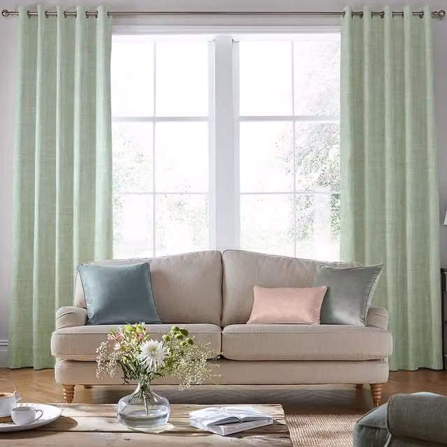 Laura Ashley Easton Made to Measure Blackout Eyelet Curtain Panel in Green