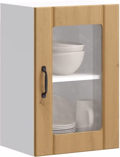 Berkfield Home Lucca Artisan Oak Kitchen Wall Cabinet with Glass Doors in Brown – 1