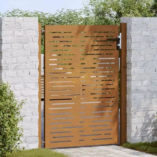 Berkfield Home Beautiful Garden Gate, Corten Steel Square Design, Brown, W: 105 cm, H: 130 cm