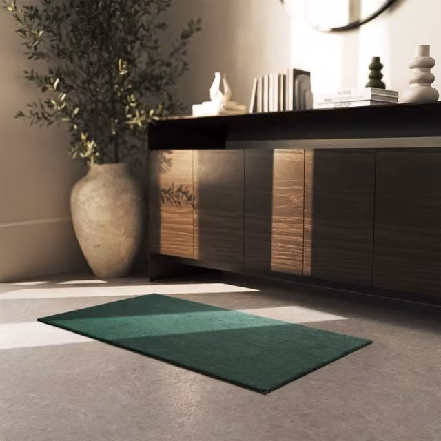 tectake Modern Rectangular Polyester Rug in Green and Grey, Diameter: 110 cm