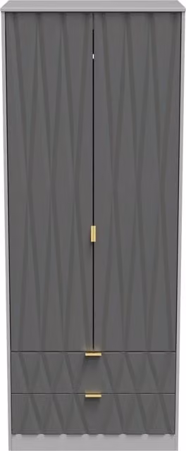Ready Assembled 2 U Dallas 2 Door 2 Drawer Wardrobe in Mid Grey – 1