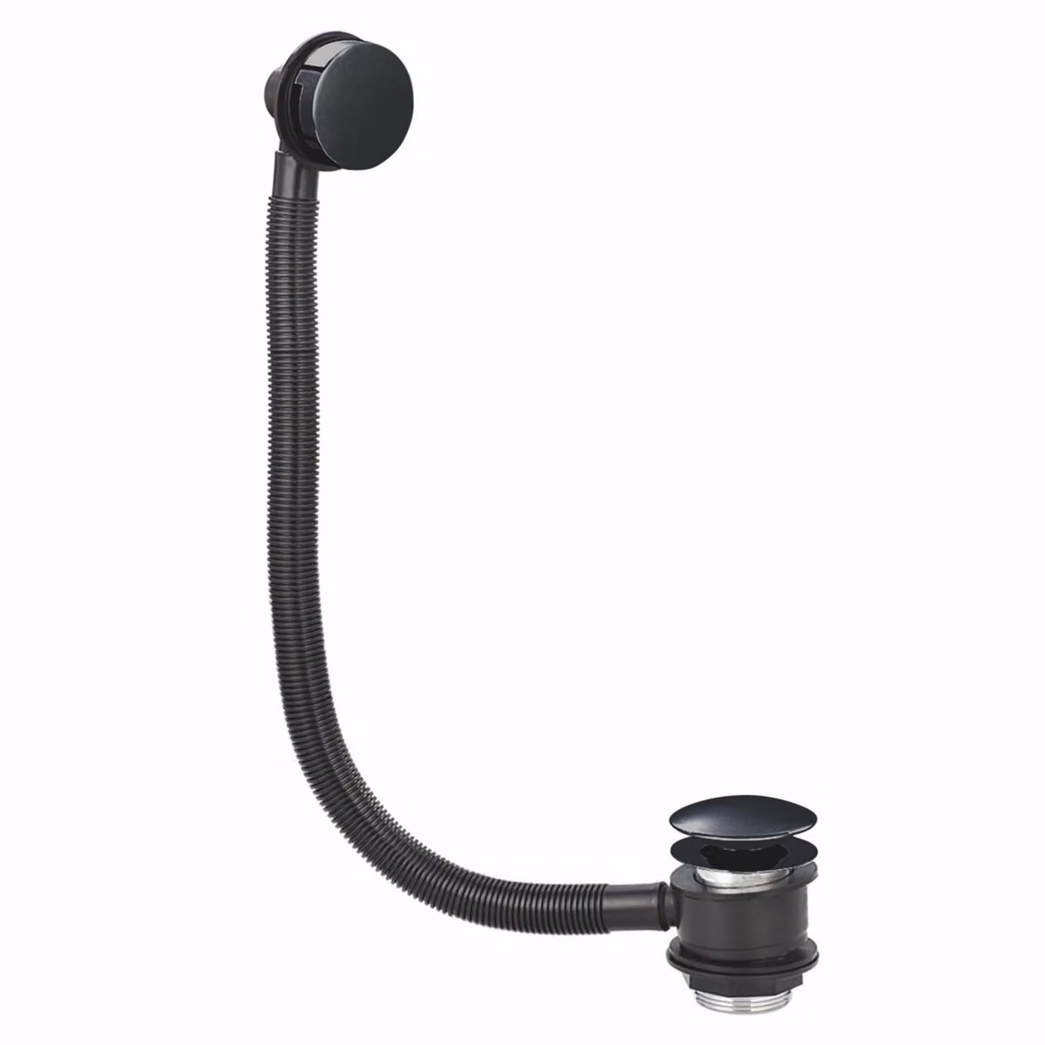 Royal Bathrooms Matt Black Pop-Up Bath Waste with Overflow in Brass