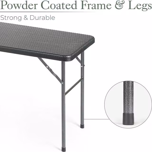 Christow Rattan Effect Folding Garden Table in Black