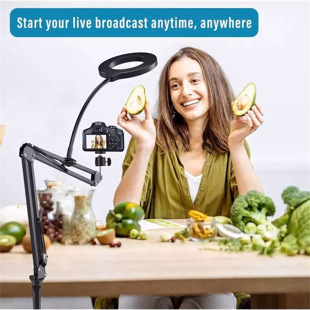 Nordara Overhead Phone Mount with LED Ring Light and Flexible Long Arm in Black – 4