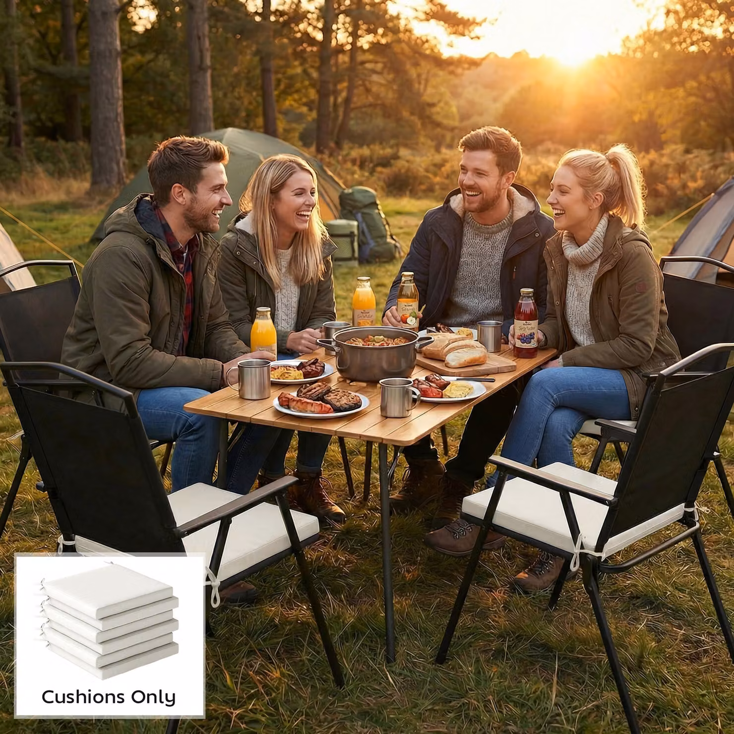 Outsunny Set of 6 Water Repellent Outdoor Seat Cushions with Machine Washable Polyester Covers in White – 6