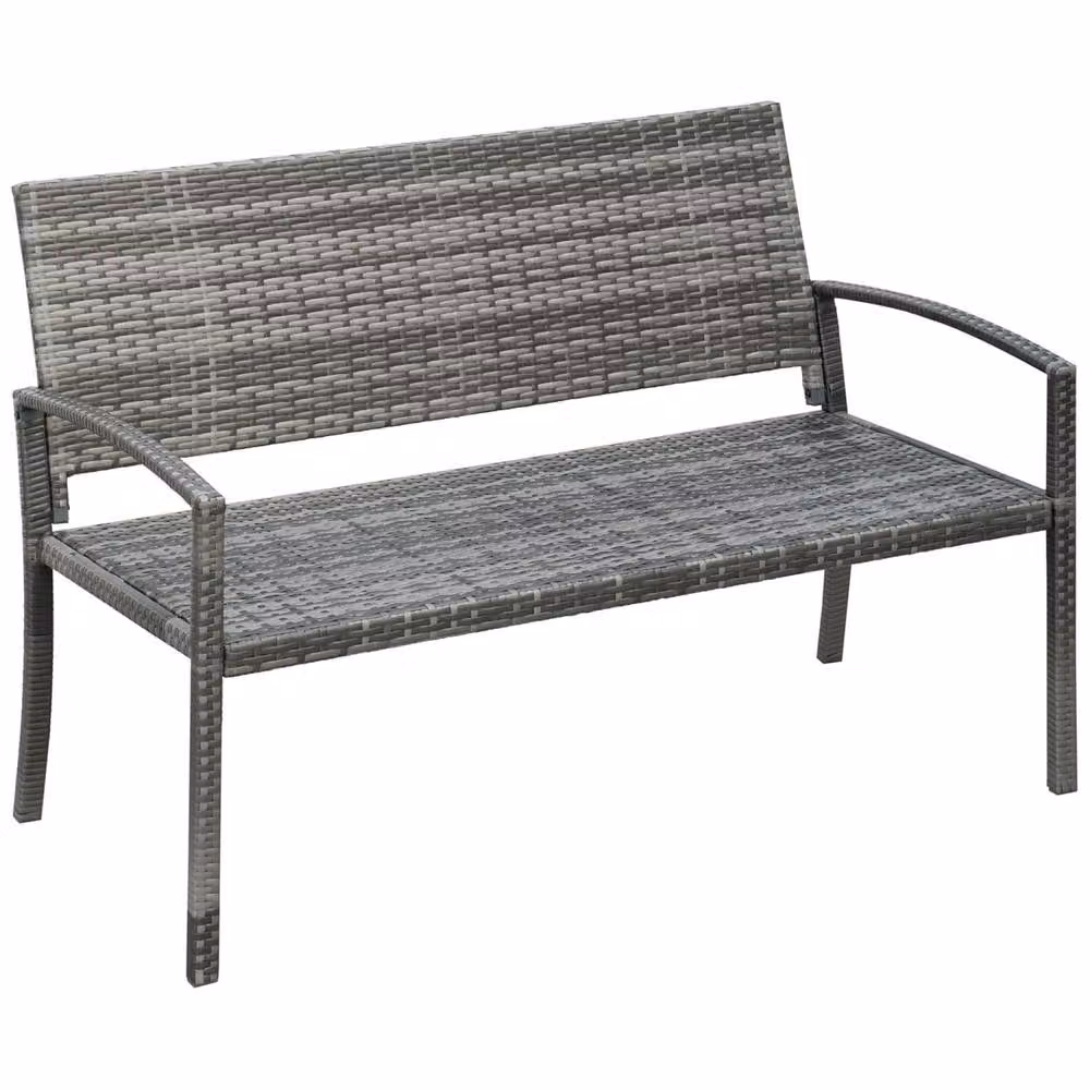 Wyld Haus Mata Grey PE Rattan 2 Seater Garden Bench with Armrests – 2