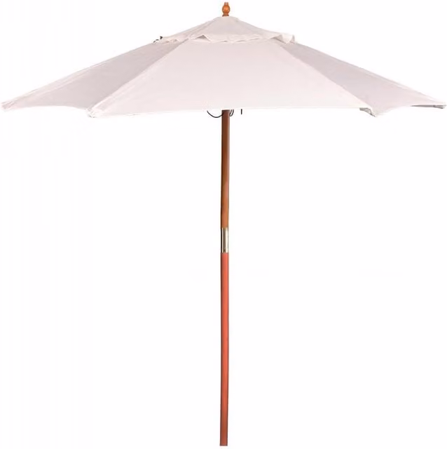 Oypla Beige and White Wooden Garden Parasol with Polyester Canopy, Height: 210 cm