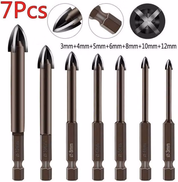 SPETLEK 7-Piece Multi-Material Masonry Tile Drill Bit Set in Brown