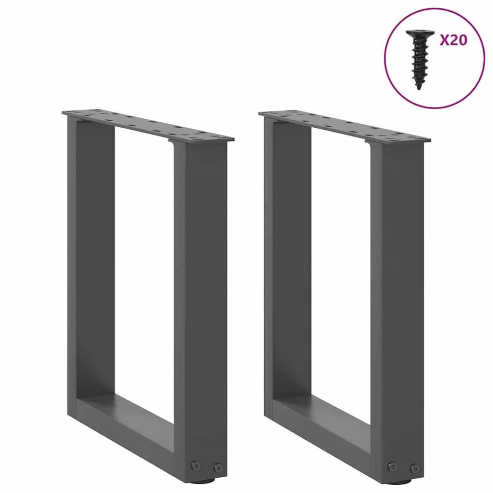 Berkfield Home U-Shaped Steel Coffee Table Legs, 2 Pieces, Anthracite and Black, H: 38 cm, W: 42.5 cm – 2