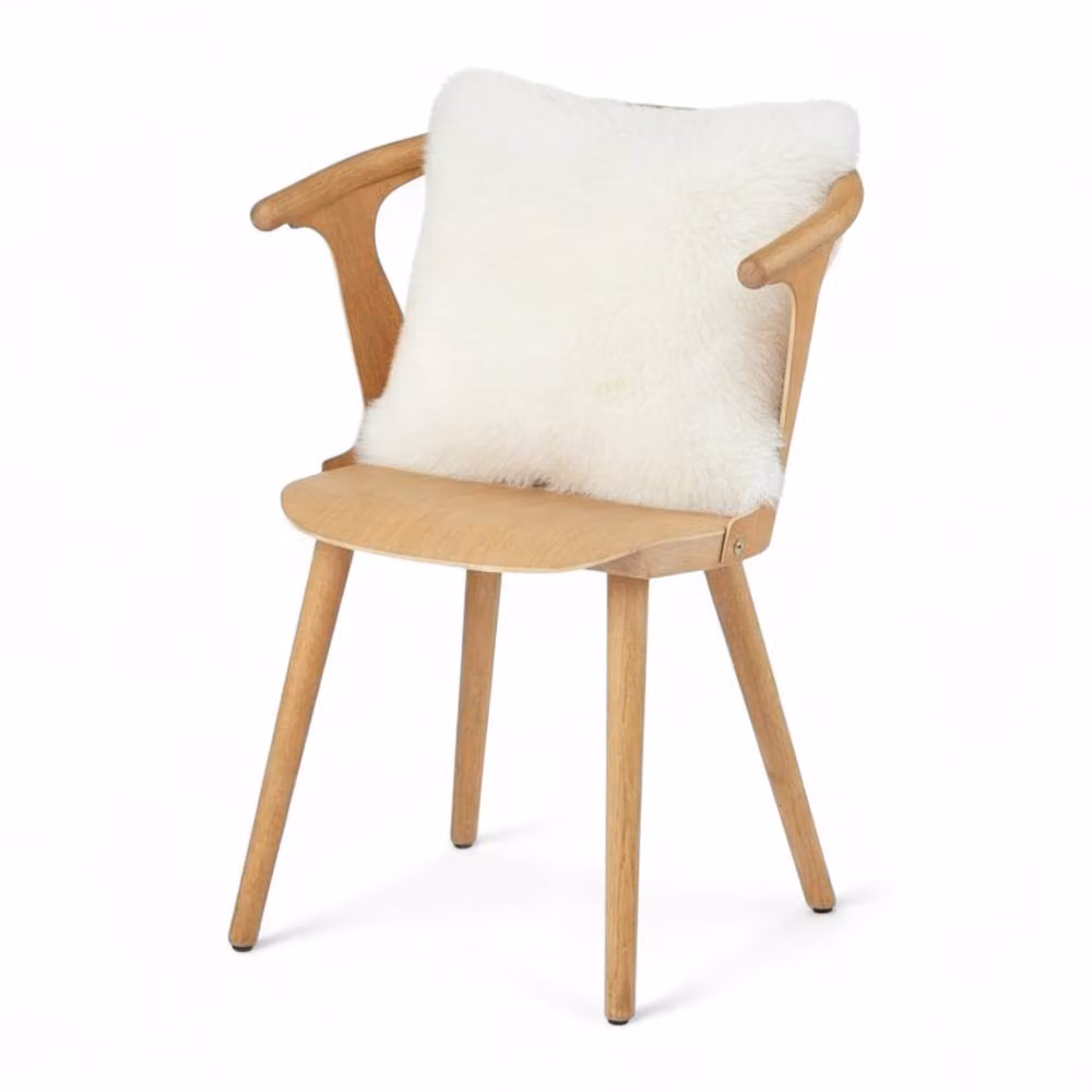 Infinity Leather Luxury Genuine Sheepskin Cushion in White and Beige, W/D/H: 40 x 40 x 40 cm – 2