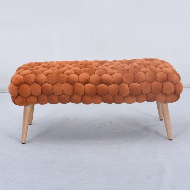 Artemis Home Cushla Bubbly Velvet Large Footstool - Orange