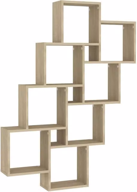 Berkfield Home Wall Cube Shelf in Sonoma Oak Brown, W/D/H: 90 x 15 x 119 cm