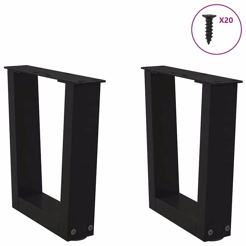 Berkfield Home V-Shape Dining Table Legs, 2 Pieces, Black Steel, W: 40 cm, H: 30-31.3 cm – 2