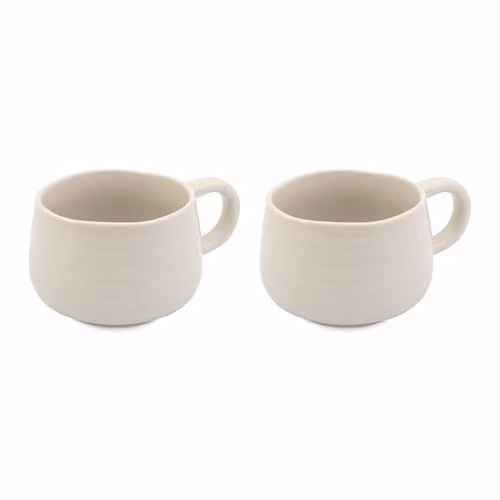 Jamie Oliver Big Love White Cosy Cuppa Set, 2pc Speckled Stoneware Mugs, 375ml each – 1