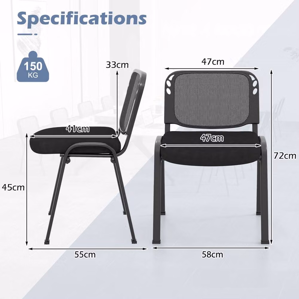 Costway Set of 2 Stackable Black Fabric Meeting Room Chairs with Backrest – 2