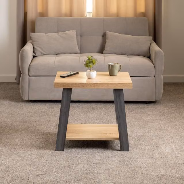 Seconique Eddie Rustic Oak and Grey Square Side Table
