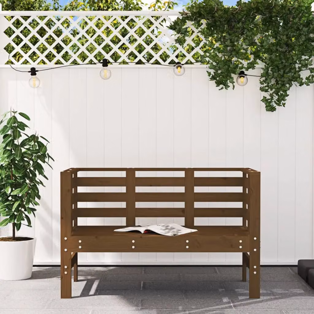 Berkfield Home Rustic Solid Wood Pine Garden Bench in Honey Brown, W: 111.5 cm, D: 53 cm, H: 71 cm – 3