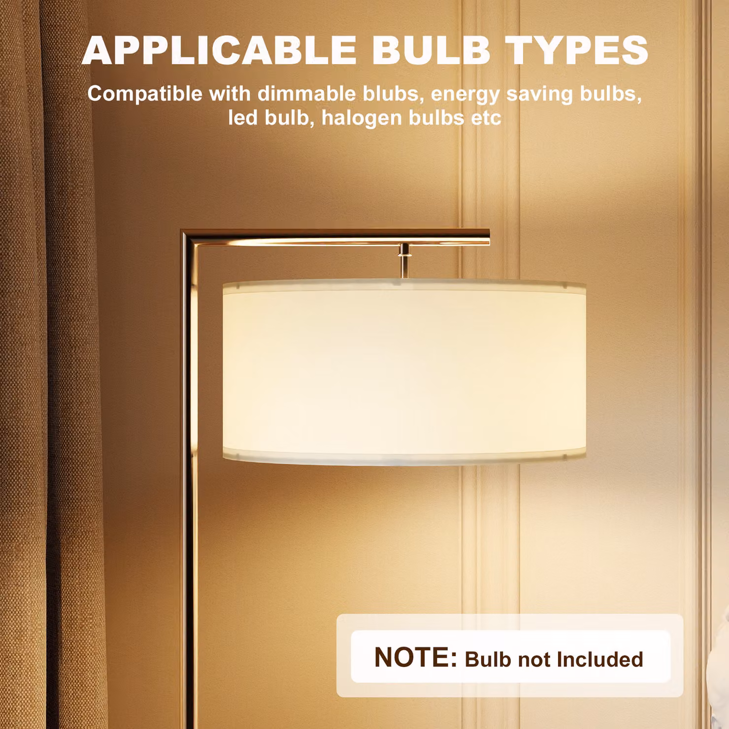 HOMCOM Modern Silver Floor Lamp with White Fabric Lampshade and Round Base, Height: 153 cm – 4