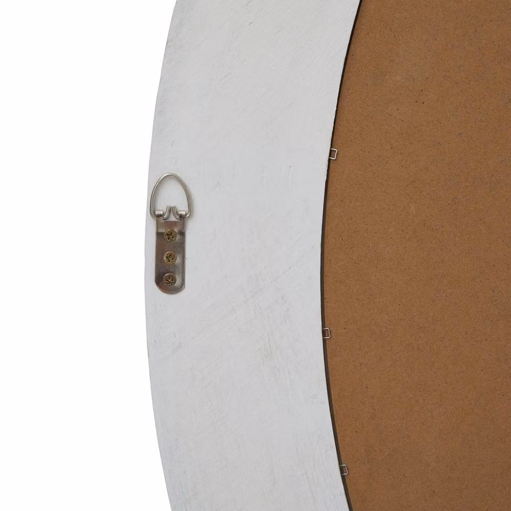 Wyld Haus Large Round Antique White Washed Wood Wall Mirror, Diameter: 120 cm – 3